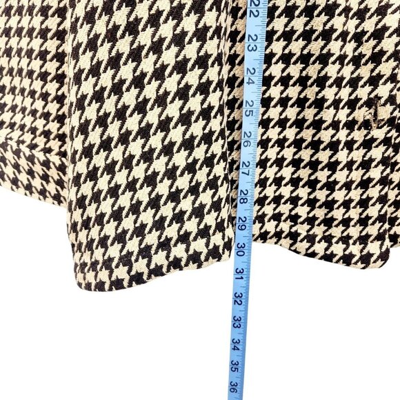 Houndstooth Button-Up Long Sleeve Coat Jacket 2XL Black & Beige - Picture 8 of 12